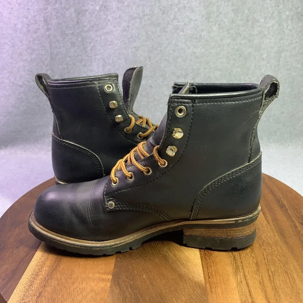 Rugged Outback Boots Mens Size 8.5‎ Black Combat Work Ankle Lace Up Lug Sole